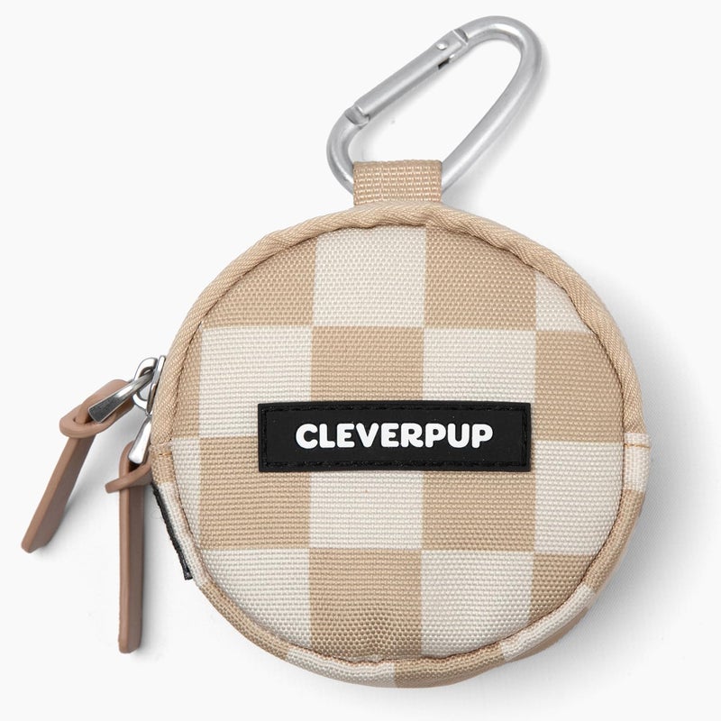 Cleverpup Snackpack Double Insulated Dog Treat Pouch - Holds 1.5 Cups - Dog Training and Walks Snack Bag, Two Pockets for Dry or Wet Treats, Attaches to Leash, Belt, or Bag - Checkerboard - Image 2